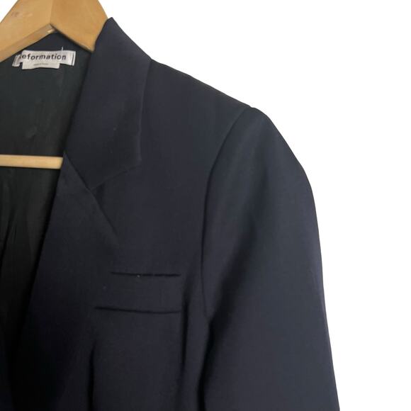 Reformation Chase Double Breasted Oversized Navy Blue Wool Blazer Dress Size XS - Picture 8 of 16